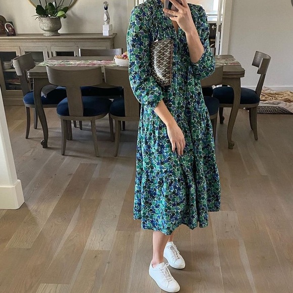 ZARA Floral Green and Blue Women's Dress - Picture 1 of 5
